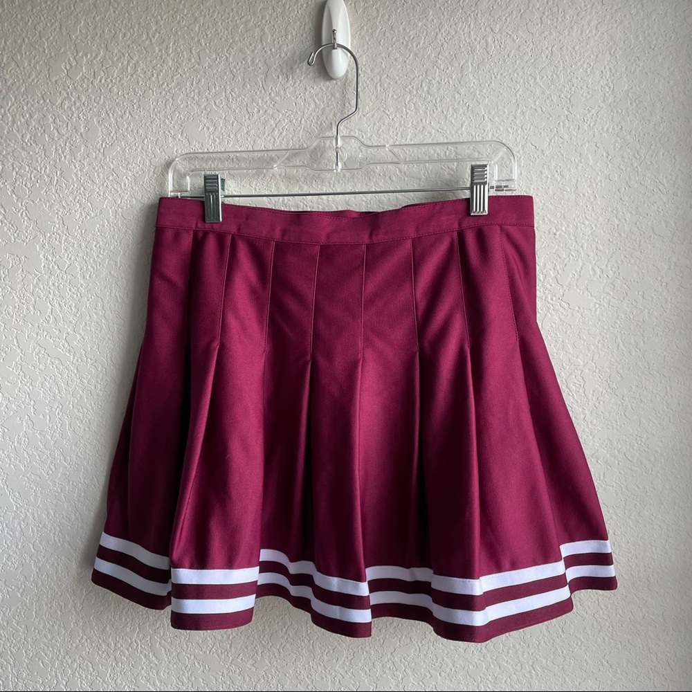 Garnet Cheerleader Skirt with White Trim